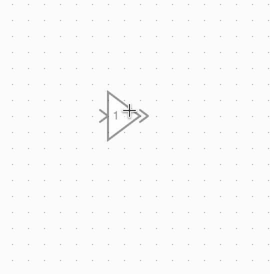 Placing a component from the palette: a translucent ghost of the symbol follows the cursor until you click to drop it on the grid.